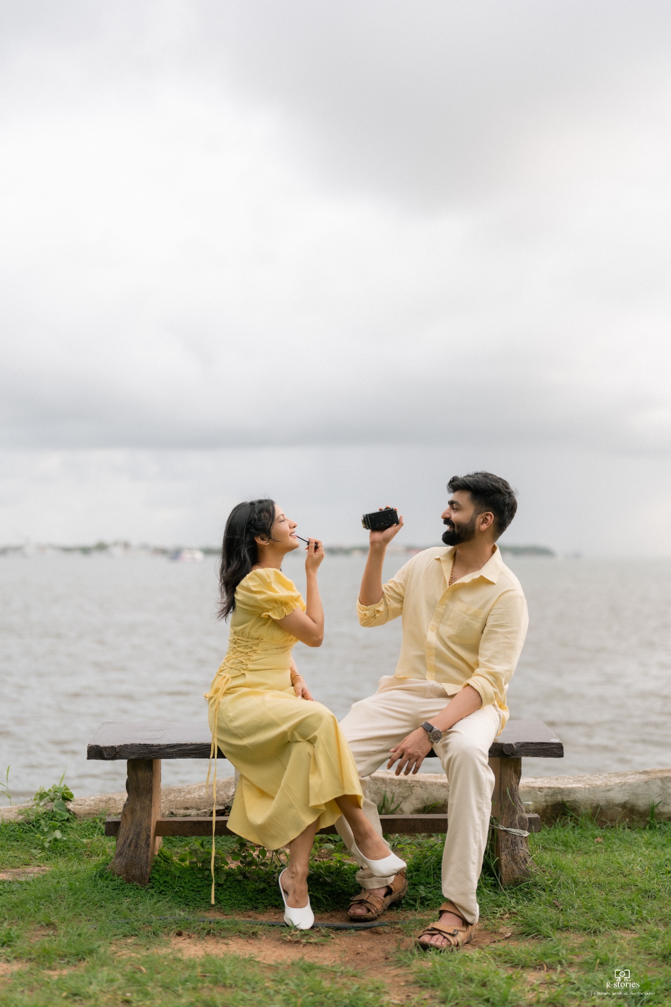 Deepak photographing Divyendu by the water